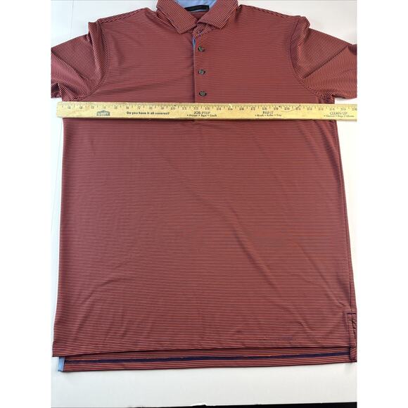 Greyson Striped Polka Dot Polo Shirt - Red & Blue - L - Picture 5 of 7